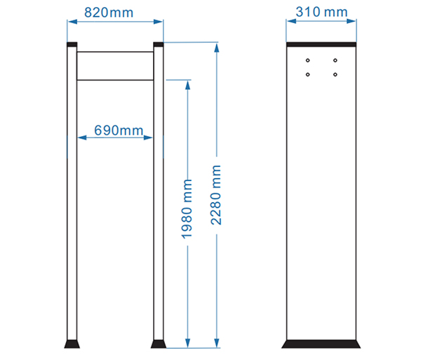 中安AS-300LD通過式紅外測(cè)溫門尺寸參數(shù)